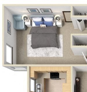 E 2x2 Floorplan E 2x2, 3d Floorplan, at Sunbow Villas, 750 Paso De Luz, CA